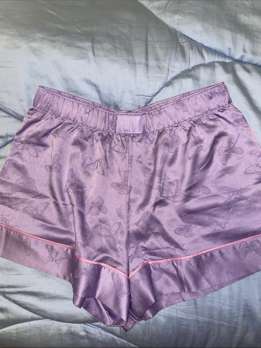 Victoria Secret Lavender Butterfly Satin-like Sleep Shorts